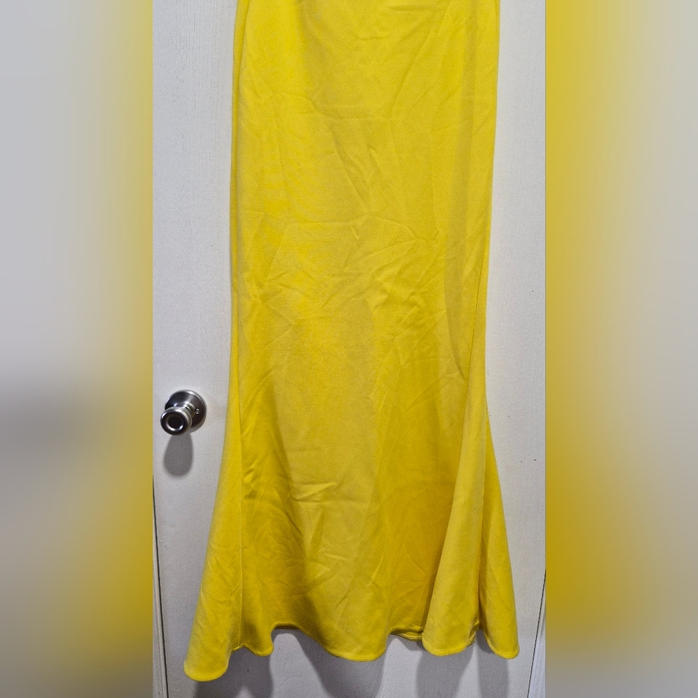Black Halo Eve Naples Neoprene Halter Yellow Maxi Dress Size 6 - Picture 4 of 10
